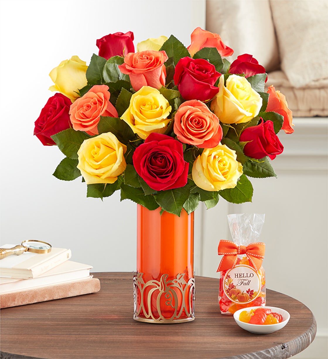 Joyful Harvest Rose Bouquet + Free Candy
